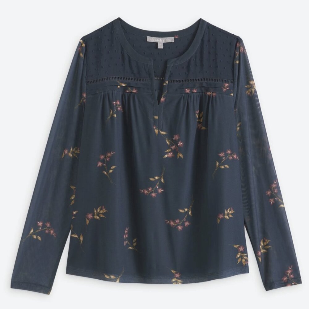 Daniel Rainn - Wrenna Mesh Split Neck Knit Top